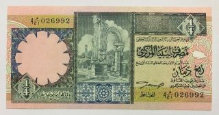 Libya - 1/4 Dinar - Nd (ca.  1991) - Signature 4 - Pick 57b,  Unc.