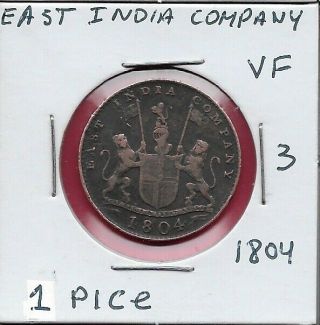 India British - East India Company 1 Pice 1804 Vf 3 Scales,  Persian - Adil