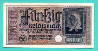1940 - 1945 Germany Latvia 50 Reichsmark Eagle W/h Swastika 864