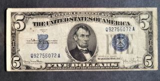 $5 1934 D Silver Certificate Note Bill Five Dollar Blue Seal
