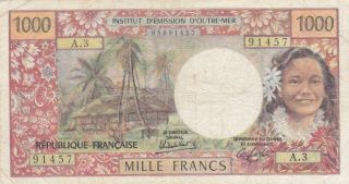 1000 Francs Fine Banknote From French Caledonia 1985 - 92 Pick - 64