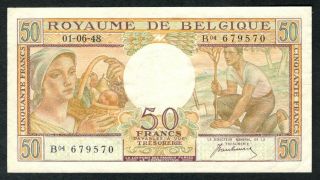 1948 Belgium 50 Francs Note.