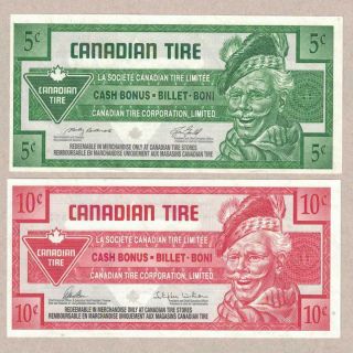(2) Canadian Tire Money Note 