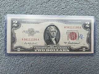 1953 - A Red Seal Note $2 Two Dollar Bill Circulated Currency S A56111198a