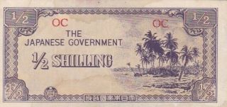 1942 Oceania 1/2 Shilling Note,  Pick 1c