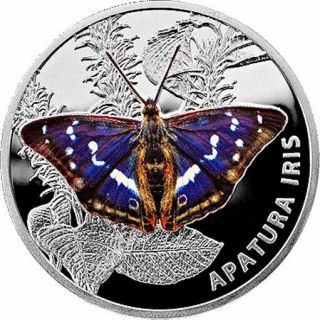 Belarus 2013 20 Rubles Apatura Iris Butterflies Proof Silver Coin