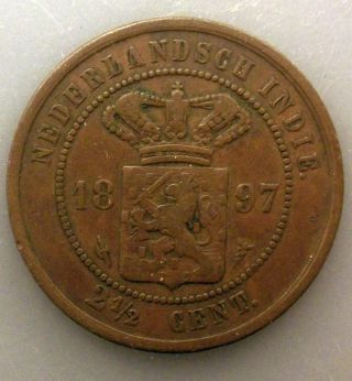 1897 Netherlands East Indies 2 1/2 Cent Km308 Ptwiqy
