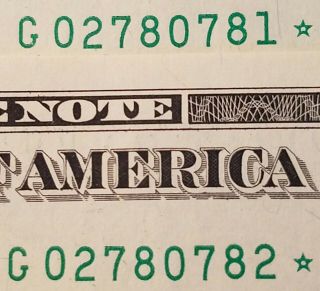 2017 Frn Chicago,  Il 1 Dollar Consecutive Star Notes G02780781,  G02780782