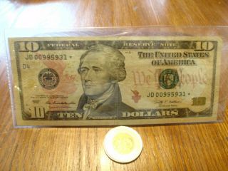 2009 Ten Dollar Star Note Bill $10.  00 Federal Reserve Note : Jd00995931