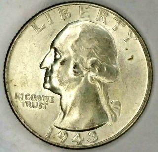 1943 - P 25c Washington Quarter 19uac0801 Au 90 Silver Only 50 Cents For
