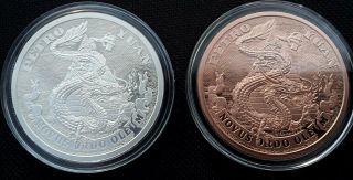 (2) 1oz Silver & Copper Round In Caspsule Silver Shield Minimintage Petro Yuan