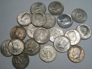 $10 Face (roll - 20 Coins) Silver Us 1964 Jfk Kennedy Half Dollars.  24