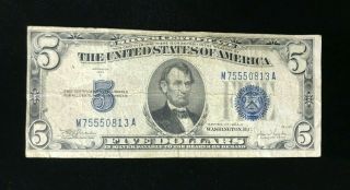 1934 C $5 Five Dollar Silver Certificate Blue Seal Currency Note M75550813a