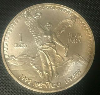 1992 - 1 Oz.  Silver Mexican Libertad Coin - Mintage Of Only1,  458,  000 World Wide 9 - 6 - 1