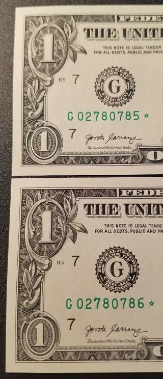 2017 FRN Chicago,  IL 1 dollar consecutive STAR notes G02780785,  G02780786 3