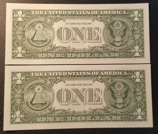 2017 FRN Chicago,  IL 1 dollar consecutive STAR notes G02780785,  G02780786 5