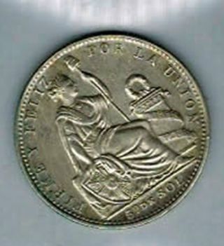 Peru 1909 Fg 1/5 Sol Silver Km 205.  2 Scarcer Date