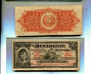 Guatemalla 1918 5 Peso Currency Note Vg 5796m