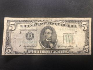 1950 - A $5 Five Dollars Federal Reserve Note Ny