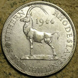 Southern Rhodesia: 1944 King George Vi Silver 2 Shillings