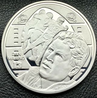 Miami Dolphins Dan Marino 1.  5 Oz.  999 Fine Silver Art Coin Only 5,  000 Minted