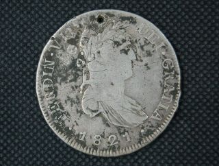 Mexico 1821 Spanish Colony Carolus Iiii 8 Reales Silver Coin 29