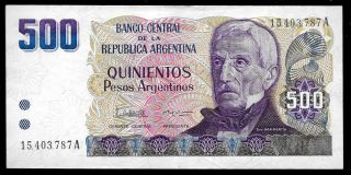 World Paper Money - Argentina 500 Pesos Argentinos Nd 1984 P316 @ Xf - Au