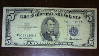 1953 A Five Dollar Silver Certificate $5 2