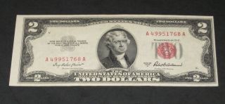 1953a Red Seal 2 Dollar Bill Offset Error Left To Right (front And Back)