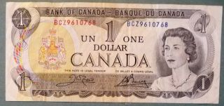 Canada 1 Dollar Note From 1973,  P 85 C,  Signature Crow - Bouey,  Queen