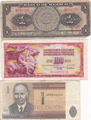 7 1915 - 1992 Circulated Notes From All Over