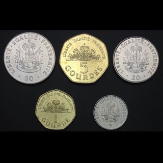 Haiti Set 5 Coins,  5 20 50 Centimes,  1 5 Gourdes,  1995 - 2011,  Unc