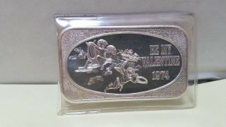Ussc Be My Valentine 1974 Cupids Wings Harp Clouds Love.  999 Silver Art Bar