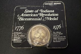 Indiana American Revolution Bicentennial Seal Of The State Medal Antique Bronze