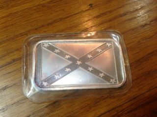 One Troy Oz.  Fine Silver Bar 2000 Confederate Flag.  999 Plastic.