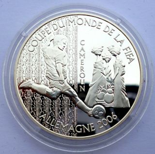 Cameroon 1000 Francs 2004 Silver Coin Proof Fifa World Cup Soccer Germany 2006