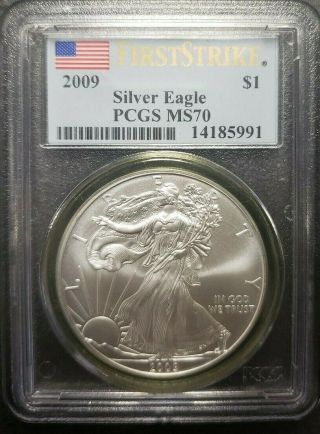 2009 American Silver Eagle Pcgs First Strike Ms70