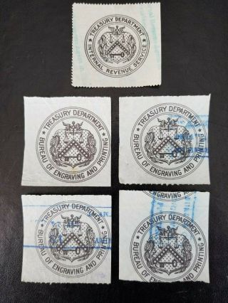 Five Labels Of Two Types From The U.  S.  Department Of Treasury
