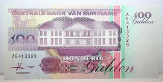 1998 Suriname 100 Hundred Gulden Banknote Ae 413329 P 139