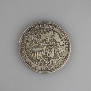 Retro US 1921 Pirate Skull Coins of Nickel Morgan Coin 2