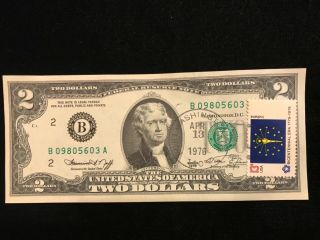 1976 $2 Dollar Paper Money First Day Of Issue Stamped Port Washington Ny Bx603