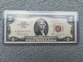 1963 Red Seal Note $2 Two Dollar Bill Circulated Currency S A08388707a