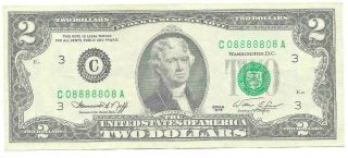 $2 Us Federal Reserve Note 1976 Unusual Series Number