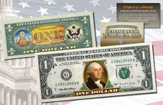 Legal Tender Colorized 2 - Sided $1 One - Dollar U.  S.  Bill