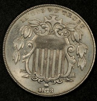 1873 Shield Nickel Uncirculated Reverse Strike - Through Error