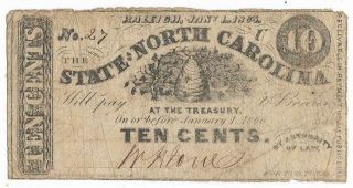 Csa North Carolina Fractional Note 10 Cents,  Cr147,  1/1/63,  Sn27,  Plt " U ",  Good