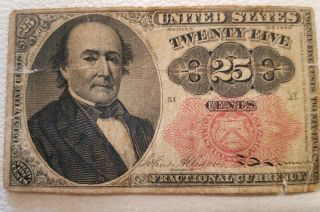 1874 25 Cent 5th Issue Fractional Currency Note Us Paper Money