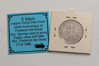 Germany Federal 5 Mark 1986 Frederick The Great B18 K1768