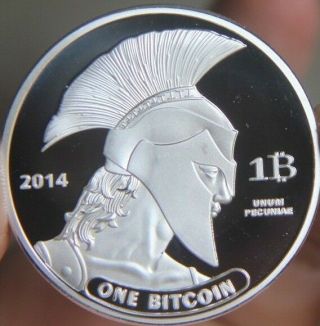 2014 Year Silver Plated Bitcoin Btc 1 Physical Bit Coin Souvenir Medal