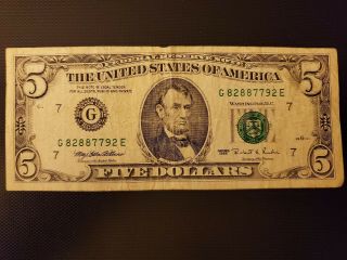 1995 $5 Federal Reserve Note
